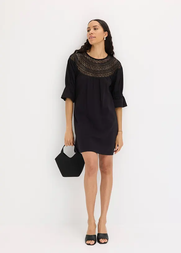 Robe en jersey avec dentelle au crochet, bonprix