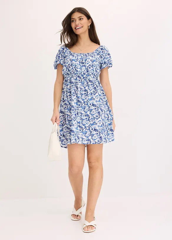 Robe courte à fronces en viscose texturée, bonprix
