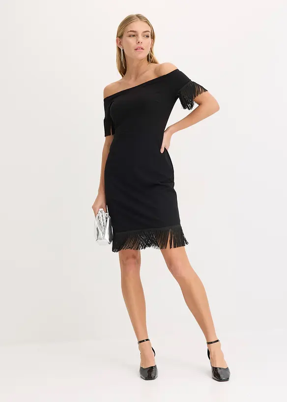 Robe en jersey à franges, bonprix