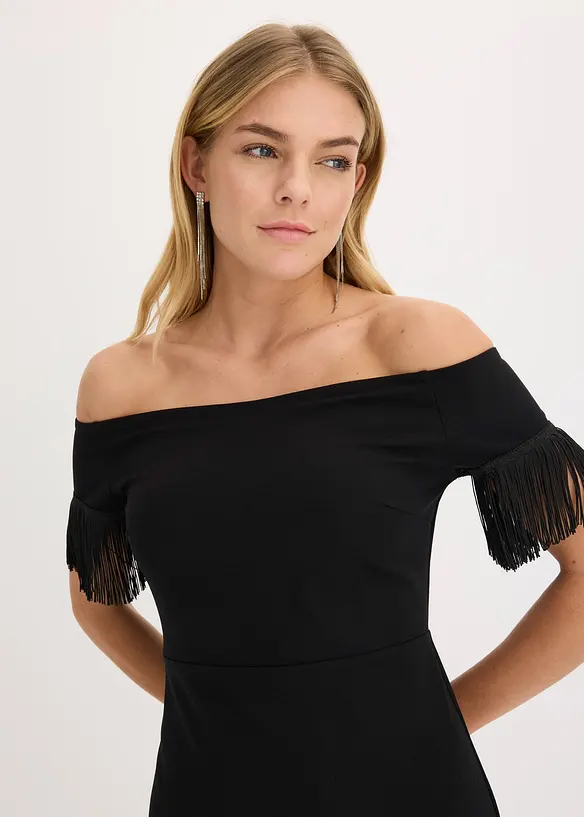 Robe en jersey à franges, bonprix