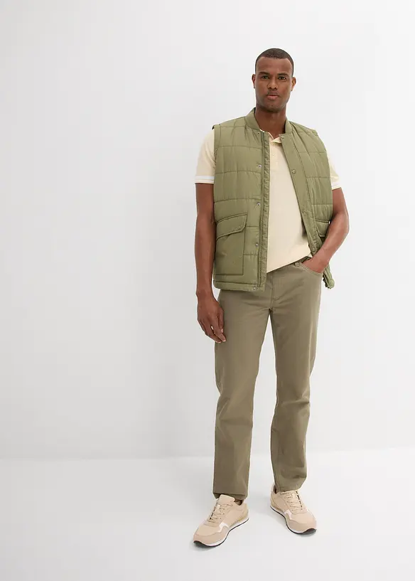 Pantalon droit taillé élastiquée 100% coton, Regular, bonprix