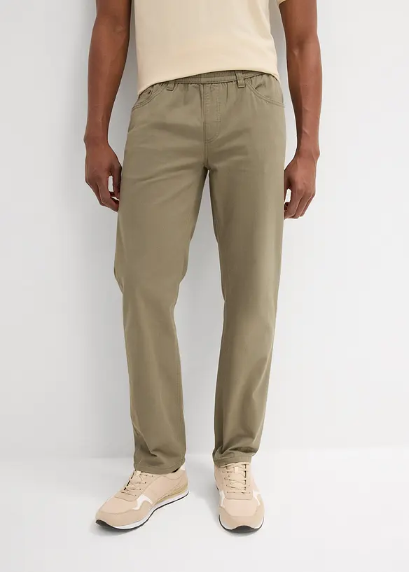 Pantalon droit taillé élastiquée 100% coton, Regular, bonprix