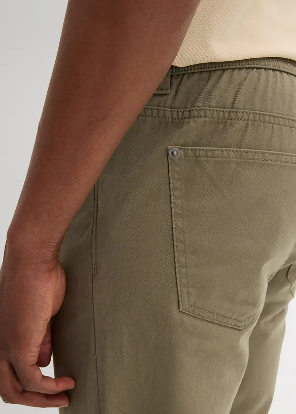 Pantalon droit taillé élastiquée 100% coton, Regular, bonprix