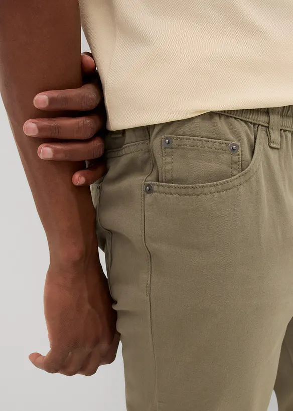 Pantalon droit taillé élastiquée 100% coton, Regular, bonprix