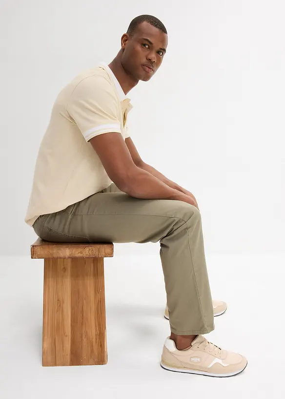 Pantalon droit taillé élastiquée 100% coton, Regular, bonprix