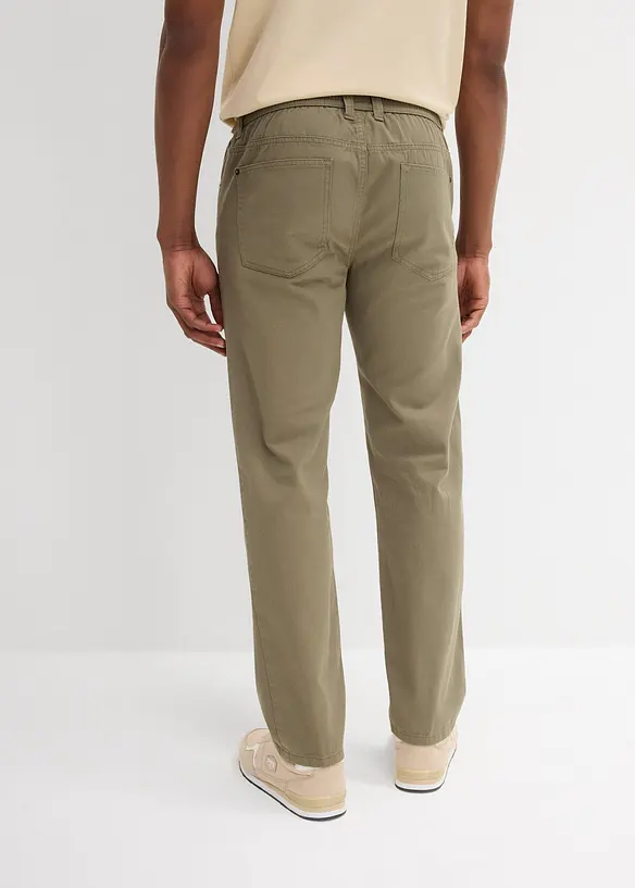 Pantalon droit taillé élastiquée 100% coton, Regular, bonprix
