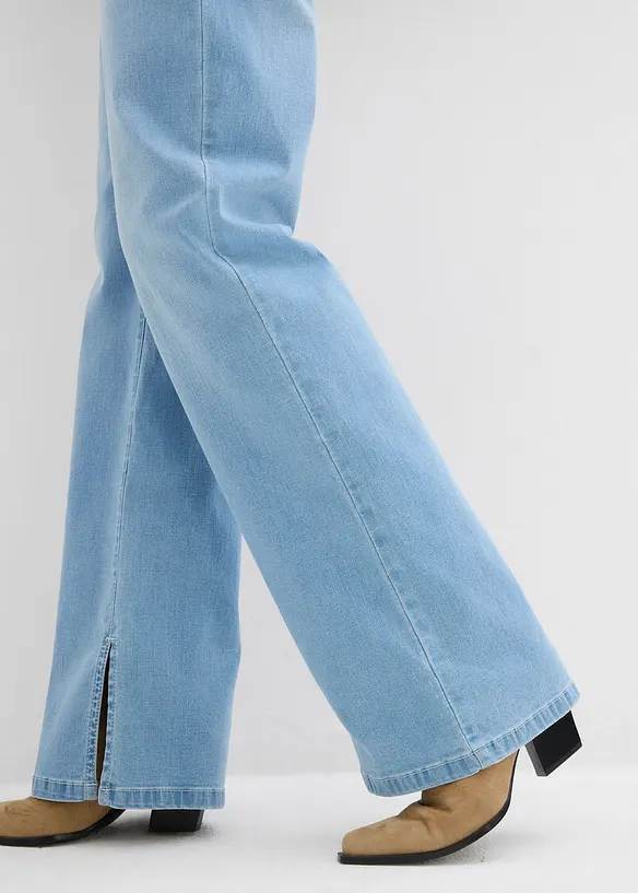 Jean droit, taille haute, fente, bonprix