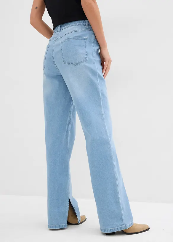 Jean droit, taille haute, fente, bonprix