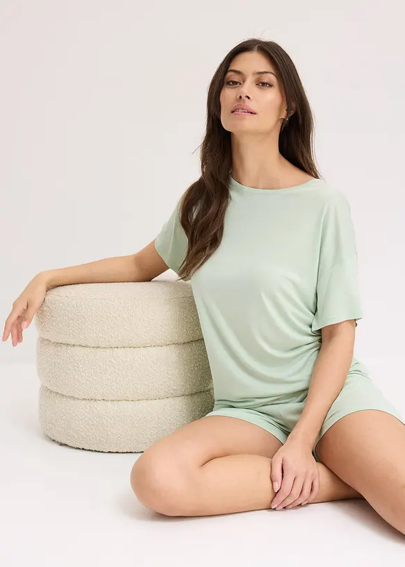 Pyjashort avec T-shirt oversize en viscose, bonprix