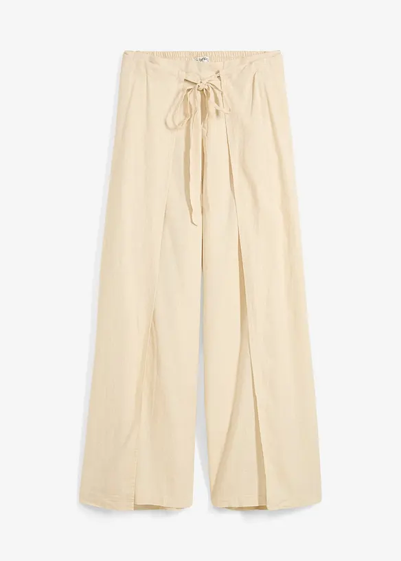 Pantalon palazzo en lin mélangé, bonprix
