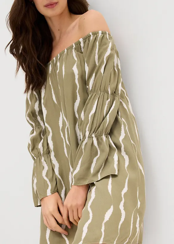 Carmen-Kleid aus fließender Viskose, bonprix