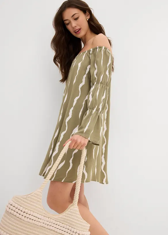 Carmen-Kleid aus fließender Viskose, bonprix