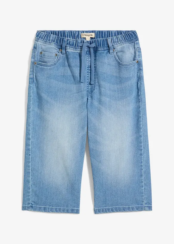 Bermuda long en jean, taille extensible, slim, bonprix