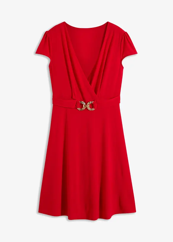 Jerseykleid mit dekorativer Schließe, bonprix
