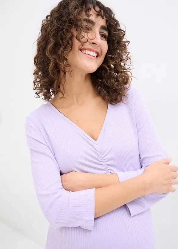 T-shirt de grossesse côtelé avec un joli décolleté, bonprix