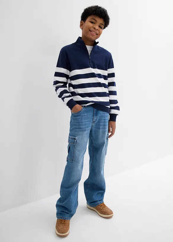 Loose-Fit-Stretch-Jeans mitverstellbarem Bund, Straight, bonprix