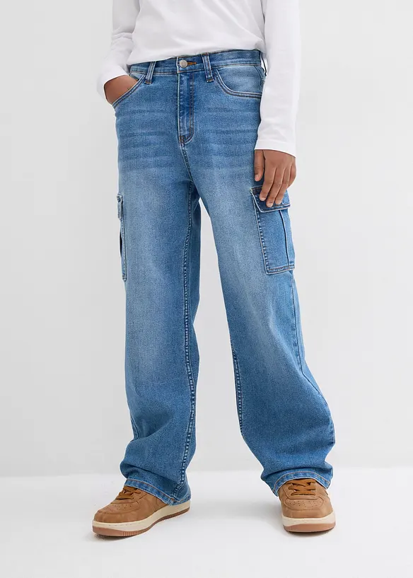 Loose-Fit-Stretch-Jeans mitverstellbarem Bund, Straight, bonprix