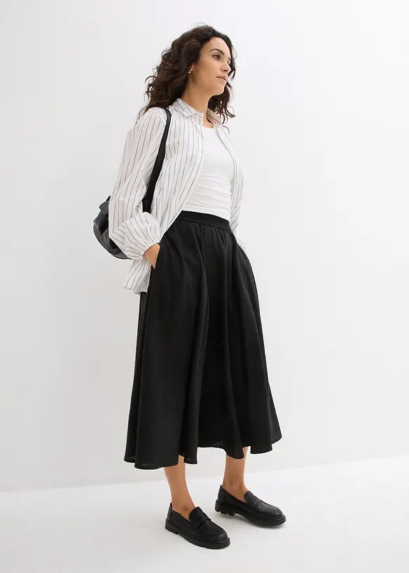Jupe midi, taille élastiquée, bonprix
