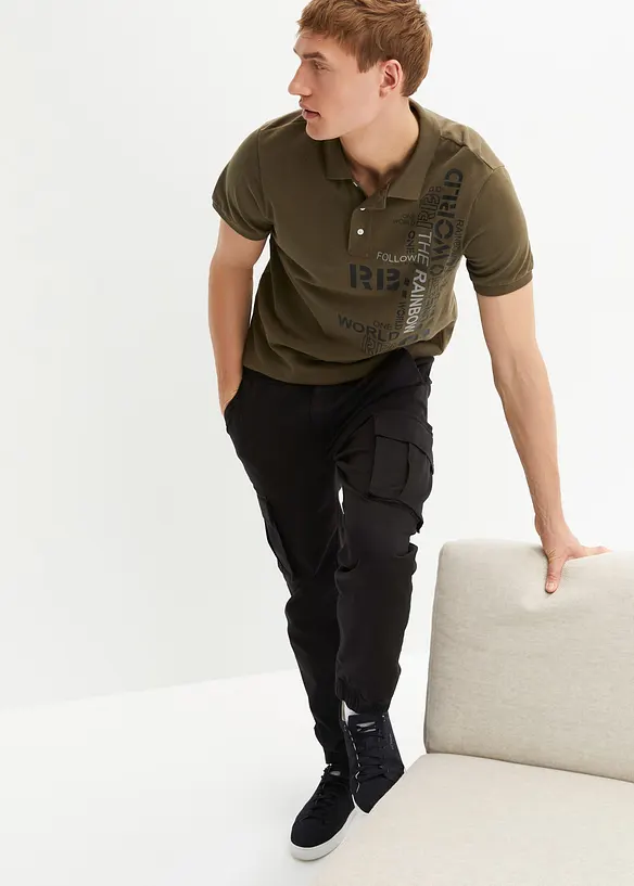 Pantalon droit loose à poches cargo et taille élastiquée, bonprix