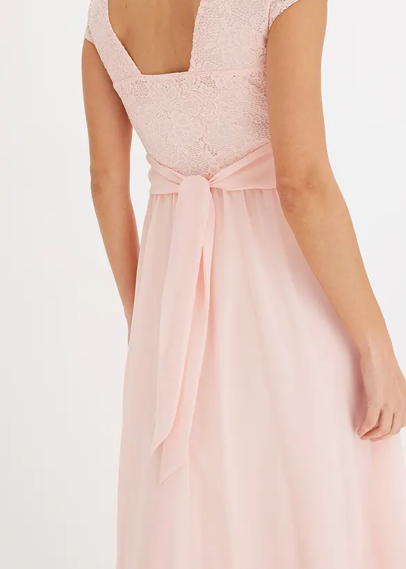 Chiffonkleid mit Spitze und Binde-Detail, bonprix