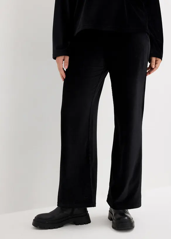 Pantalon ample en velours côtelé jersey, taille extensible, bonprix