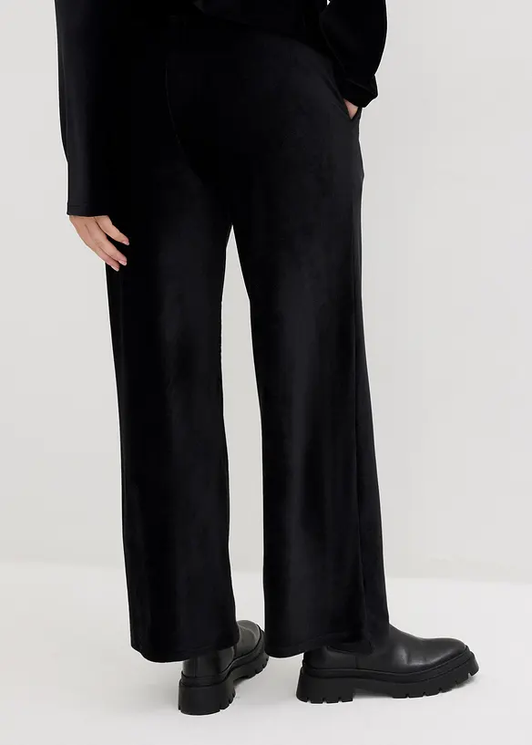 Pantalon ample en velours côtelé jersey, taille extensible, bonprix