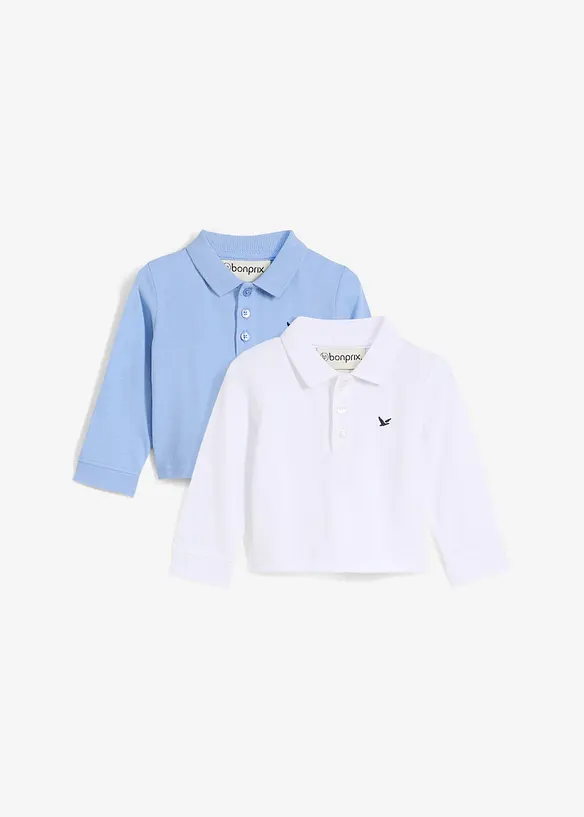 Lot de 2 polos bébé en maille piquée, manches longues, bonprix