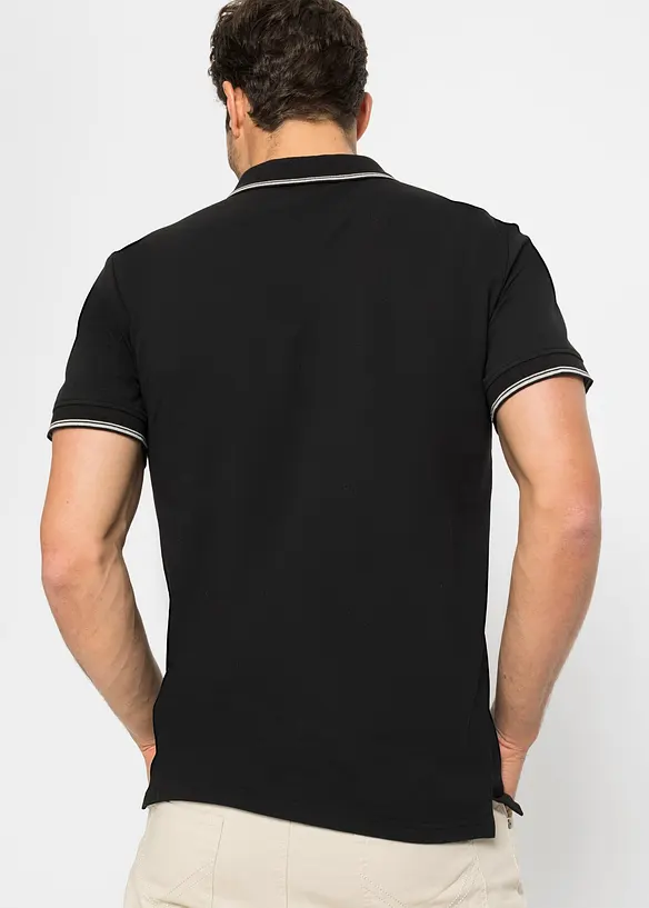 Polo zippé en maille piquée 100% coton, bonprix