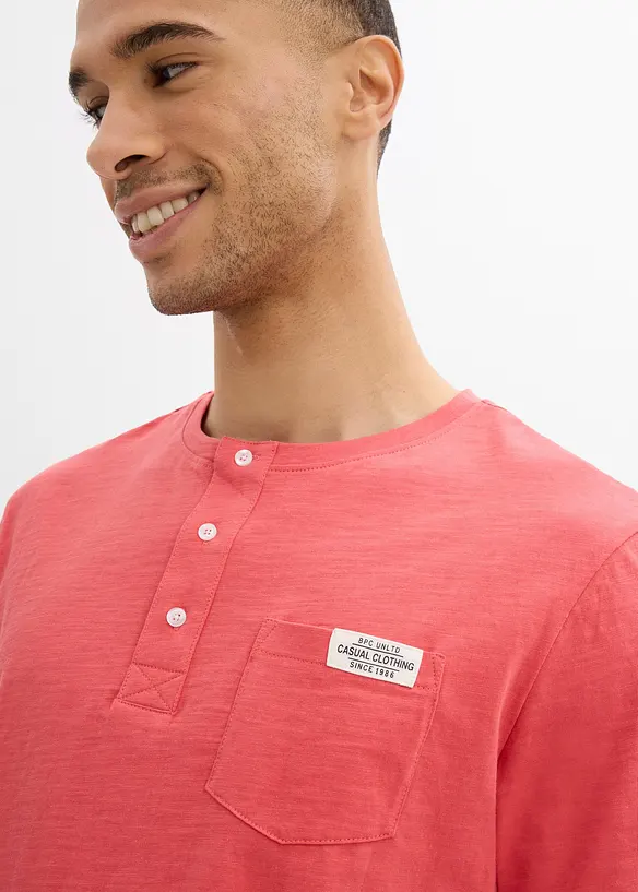 T-shirt manches courtes col tunisien 100% coton, bonprix