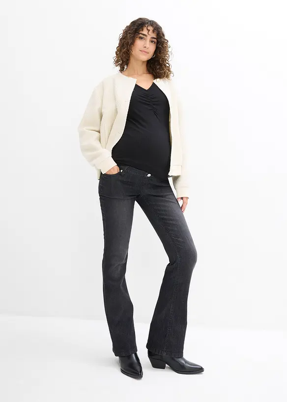 T-shirt de grossesse côtelé avec un joli décolleté, bonprix