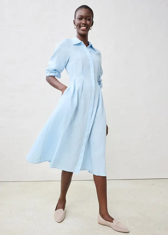 Hemdblusenkleid aus reinem Leinen, bonprix
