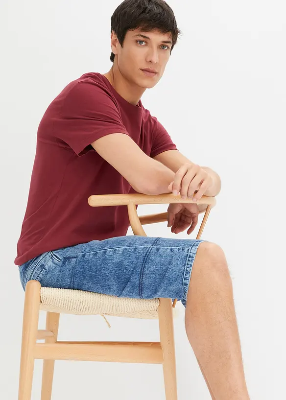 Bermuda long et léger en jean extensible, Regular, bonprix