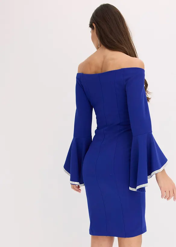 Carmen-Kleid aus strukturiertem Crepe, bonprix