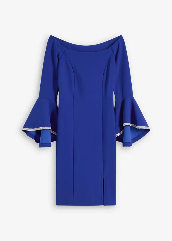 Carmen-Kleid aus strukturiertem Crepe, bonprix