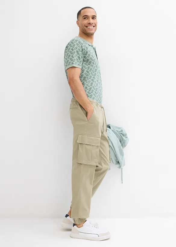 Pantalon droit loose à poches cargo et taille élastiquée, bonprix