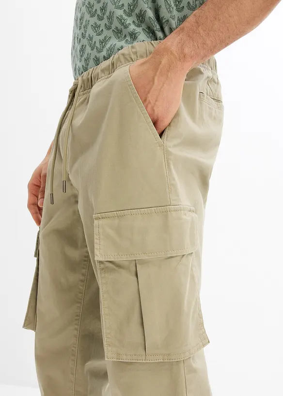 Pantalon droit loose à poches cargo et taille élastiquée, bonprix