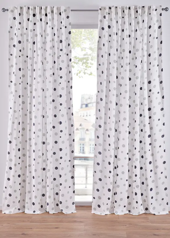 Voilage en polyester recyclé imprimé pois (1 pce), bonprix