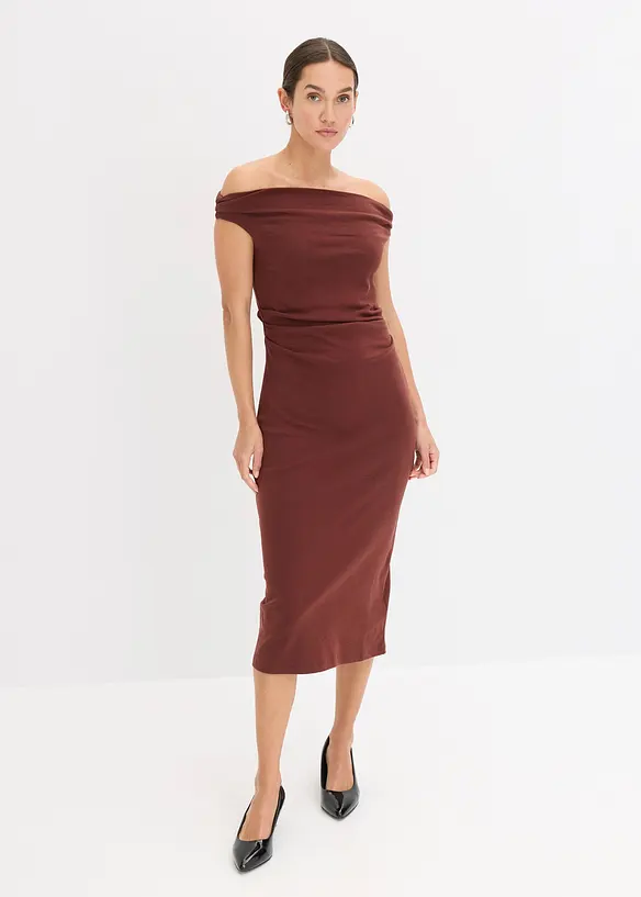 Robe midi à encolure Bardot, bonprix