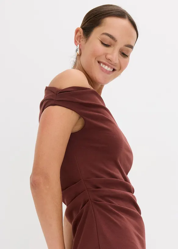 Robe midi à encolure Bardot, bonprix