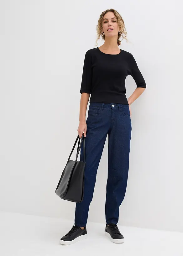 Jean barrel taille mi-haute, bonprix