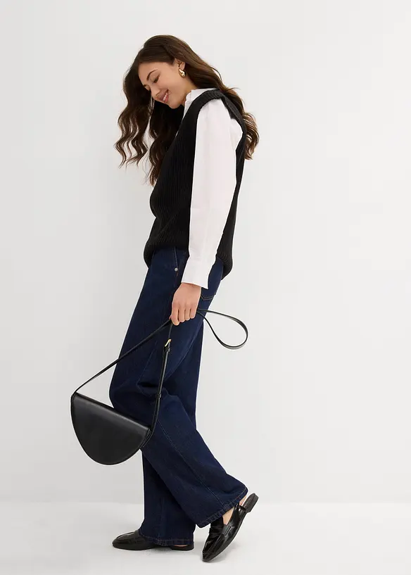 Jean droit taille haute, peu extensible, bonprix