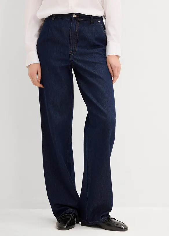 Jean droit taille haute, peu extensible, bonprix