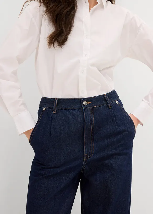 Jean droit taille haute, peu extensible, bonprix