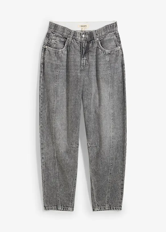 Barrel-Jeans Mid Waist Low Stretch, cropped, bonprix