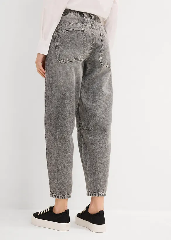 Barrel-Jeans Mid Waist Low Stretch, cropped, bonprix