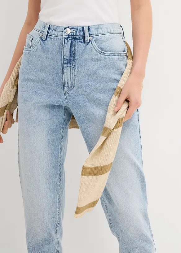 Jean mom taille haute, raccourci, peu extensible, bonprix