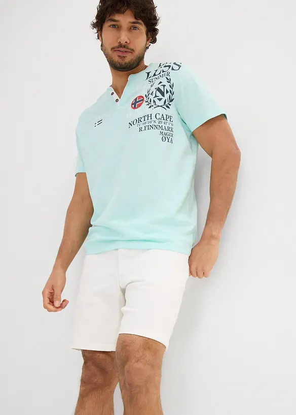 T-shirt col tunisien 100% coton, bonprix