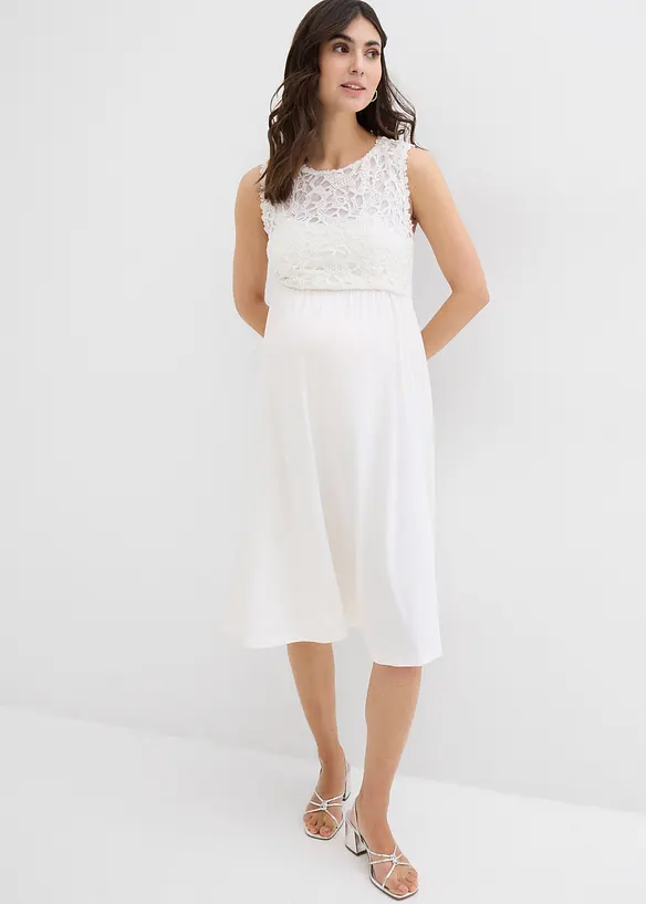 Robe de grossesse en jersey avec empiècement dentelle, bonprix