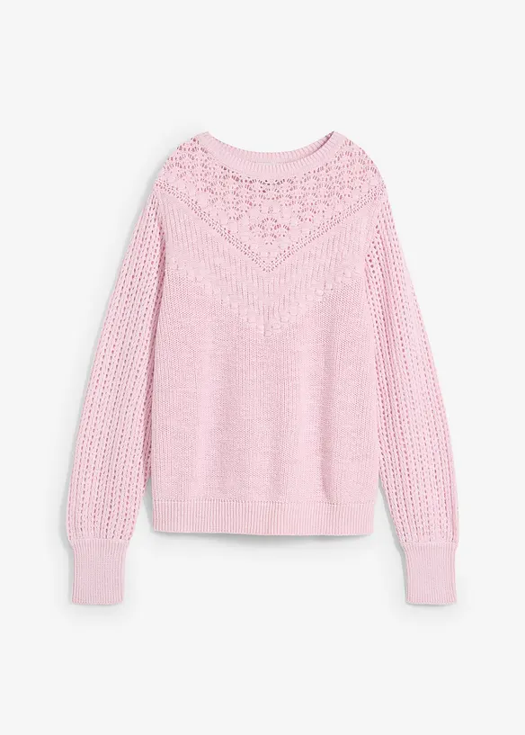 Ajour-Pullover mit Leinenanteil, bonprix