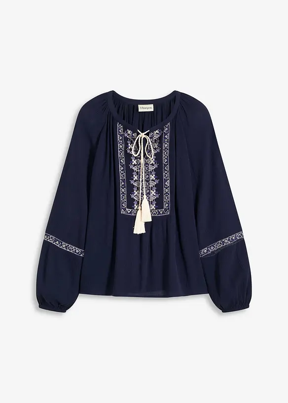 Blouse oversize à broderies, bonprix